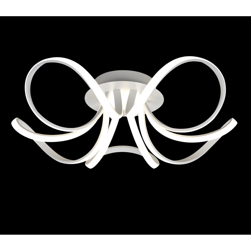 M6037 Knot Blanco Ceiling 74cm Round 5 Looped Arms 60W LED Dimmable White/Frosted Acrylic