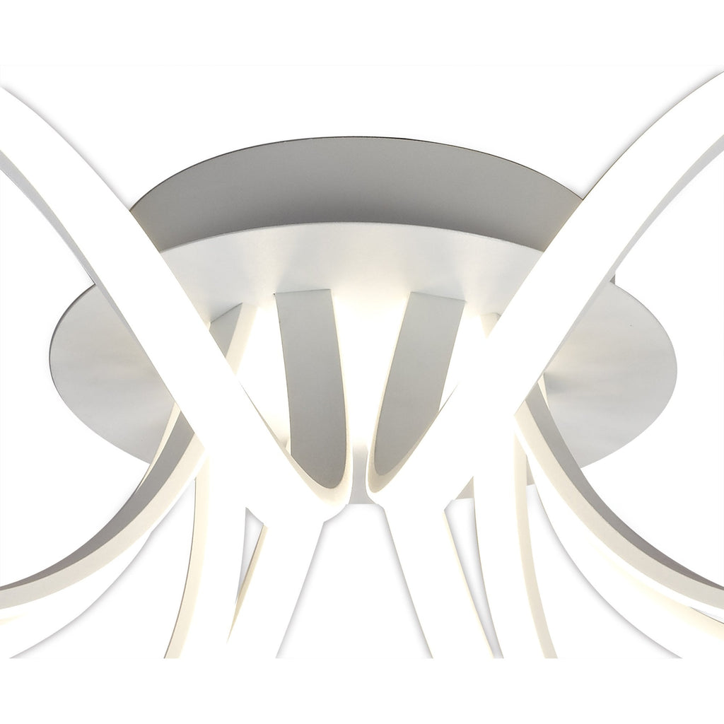 M6037 Knot Blanco Ceiling 74cm Round 5 Looped Arms 60W LED Dimmable White/Frosted Acrylic