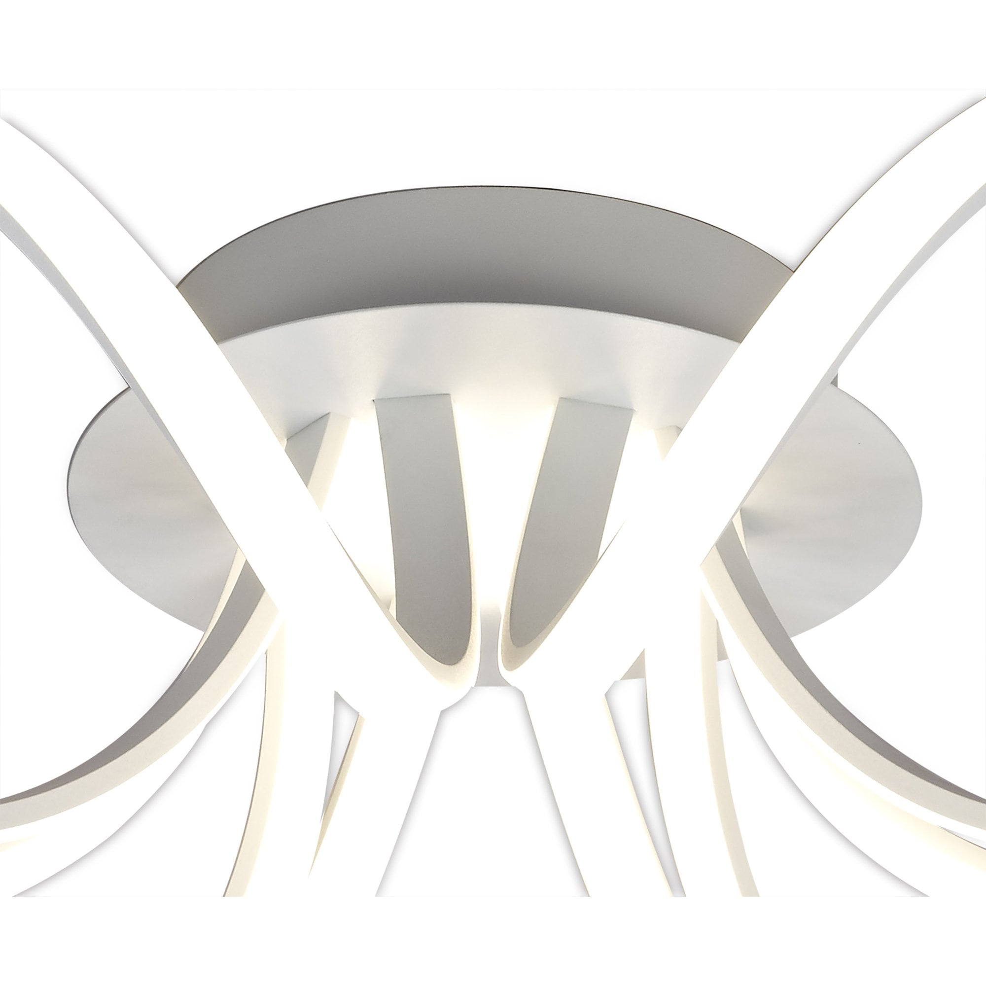 M6037 Knot Blanco Ceiling 74cm Round 5 Looped Arms 60W LED Dimmable White/Frosted Acrylic