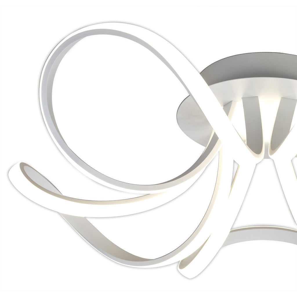 M6037 Knot Blanco Ceiling 74cm Round 5 Looped Arms 60W LED Dimmable White/Frosted Acrylic
