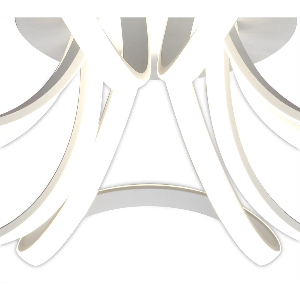 M6037 Knot Blanco Ceiling 74cm Round 5 Looped Arms 60W LED Dimmable White/Frosted Acrylic