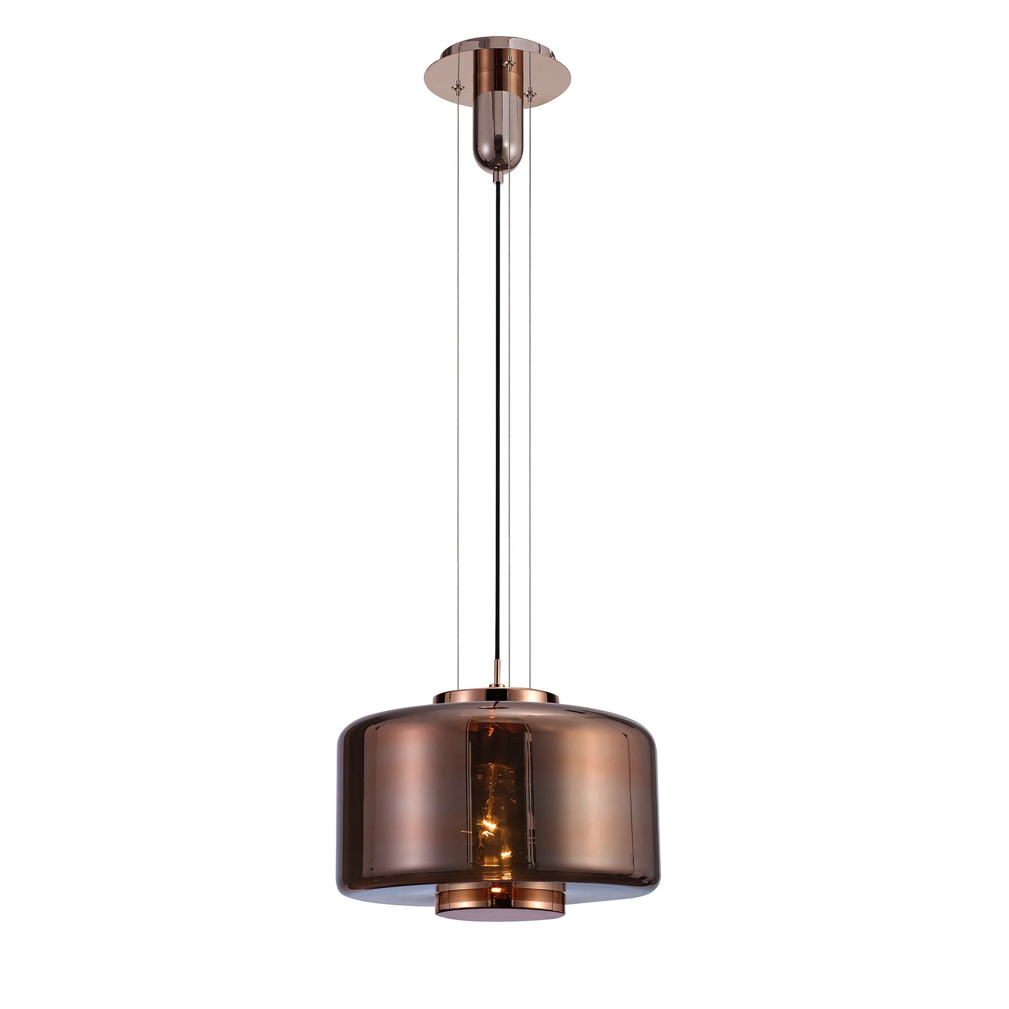 M6190 Jarras Pendant 40cm Round 1 Light Copper / Rose Gold Glass (S)