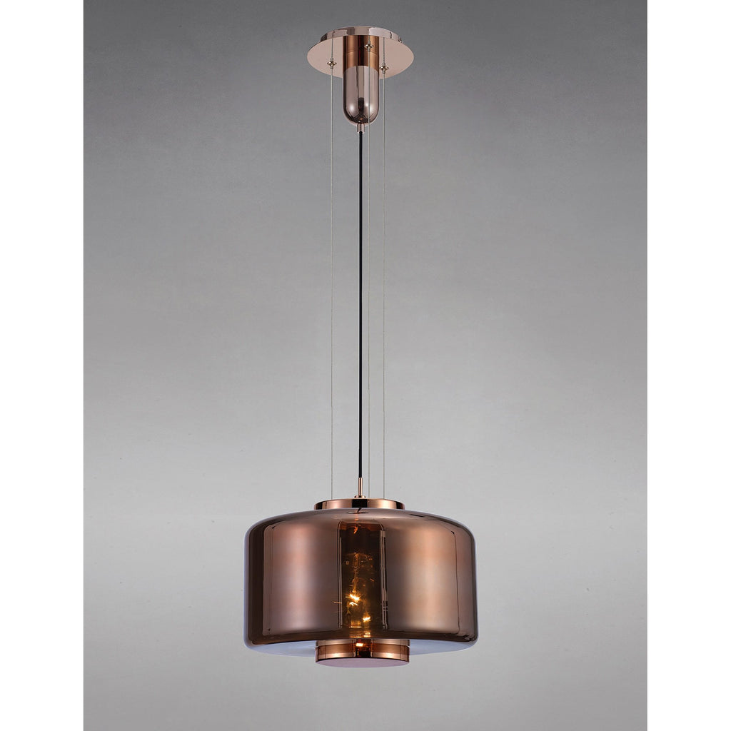 M6190 Jarras Pendant 40cm Round 1 Light Copper / Rose Gold Glass