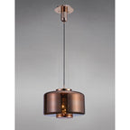 M6190 Jarras Pendant 40cm Round 1 Light Copper / Rose Gold Glass