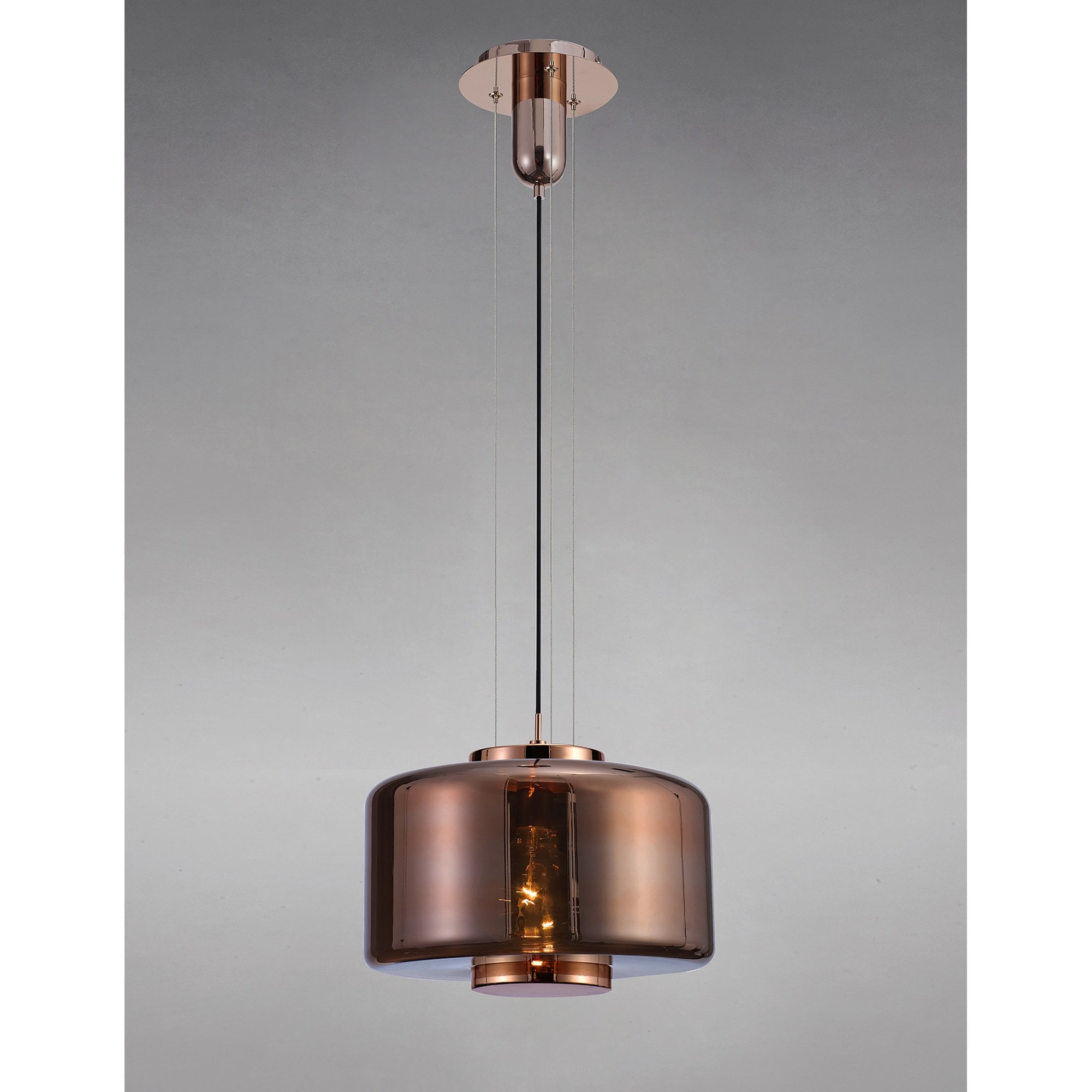 M6190 Jarras Pendant 40cm Round 1 Light Copper / Rose Gold Glass