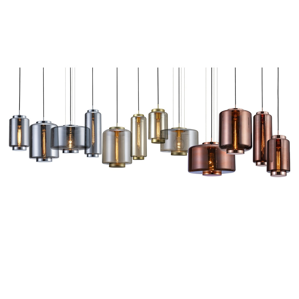 M6190 Jarras Pendant 40cm Round 1 Light Copper / Rose Gold Glass