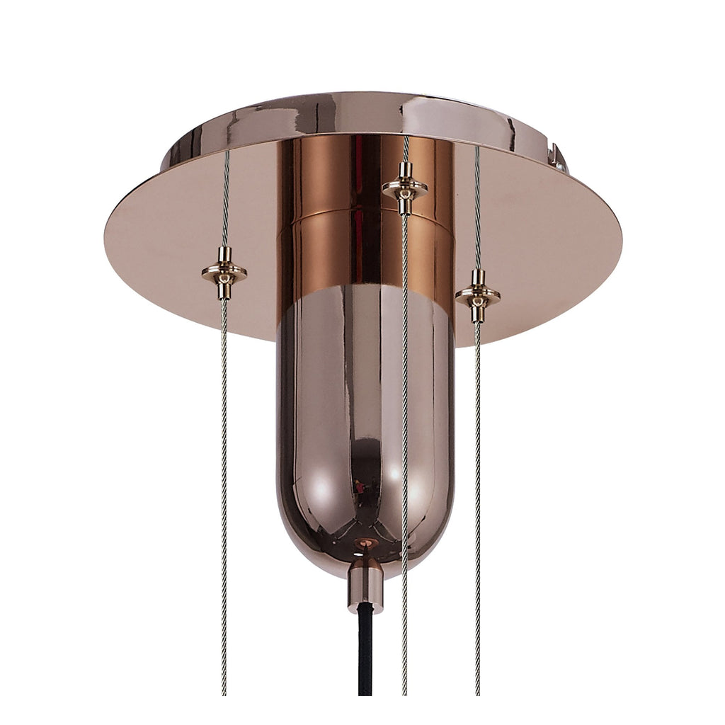 M6190 Jarras Pendant 40cm Round 1 Light Copper / Rose Gold Glass