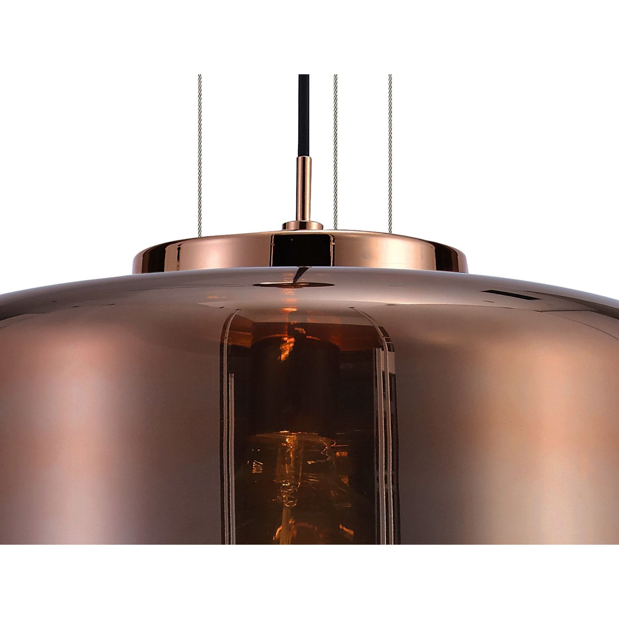 M6190 Jarras Pendant 40cm Round 1 Light Copper / Rose Gold Glass