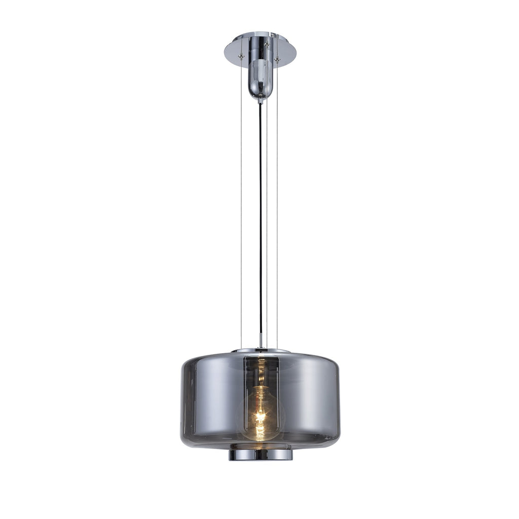 M6191 Jarras Pendant 40cm Round 1 Light Chrome / Ash Grey Glass