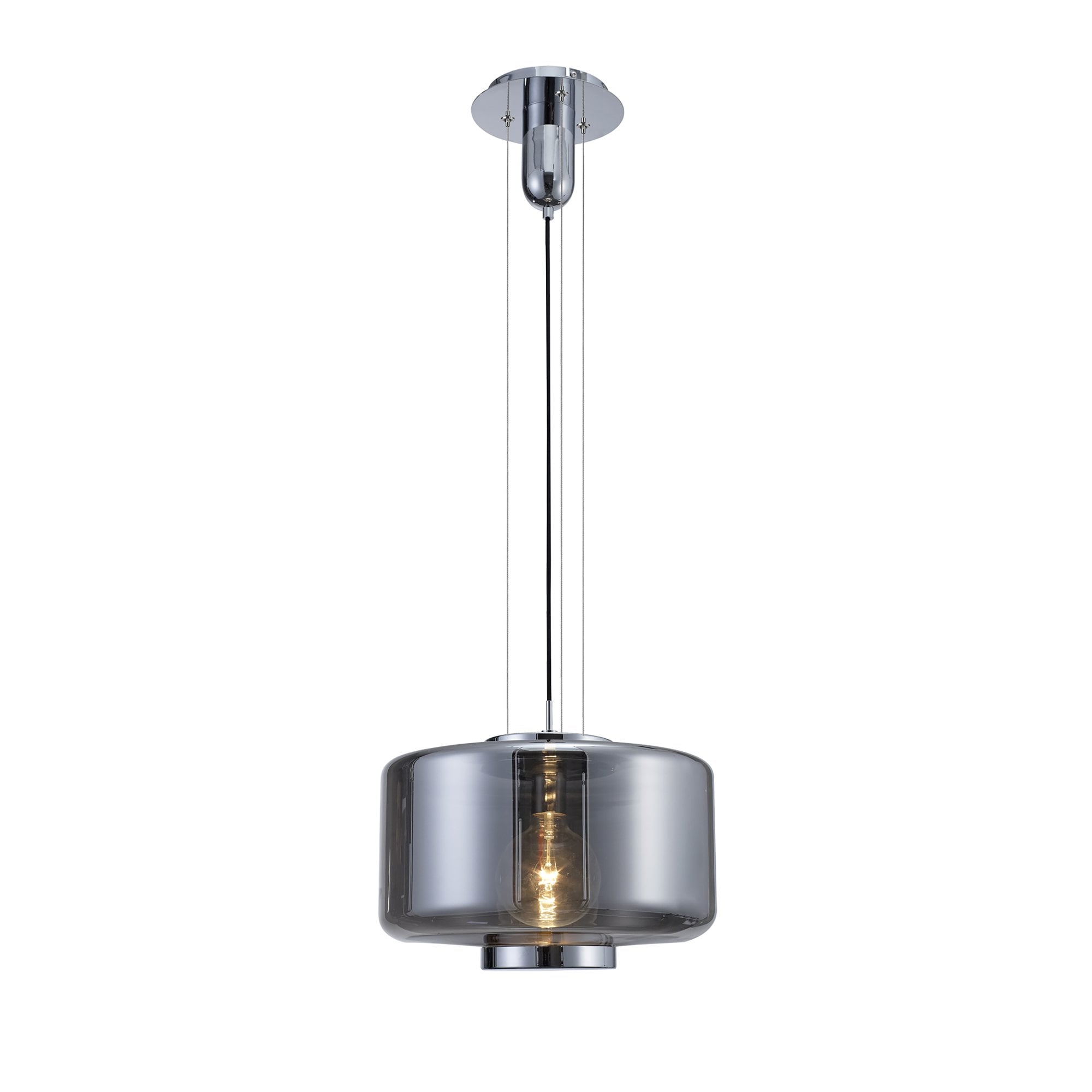 M6191 Jarras Pendant 40cm Round 1 Light Chrome / Ash Grey Glass