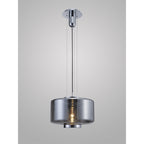 M6191 Jarras Pendant 40cm Round 1 Light Chrome / Ash Grey Glass