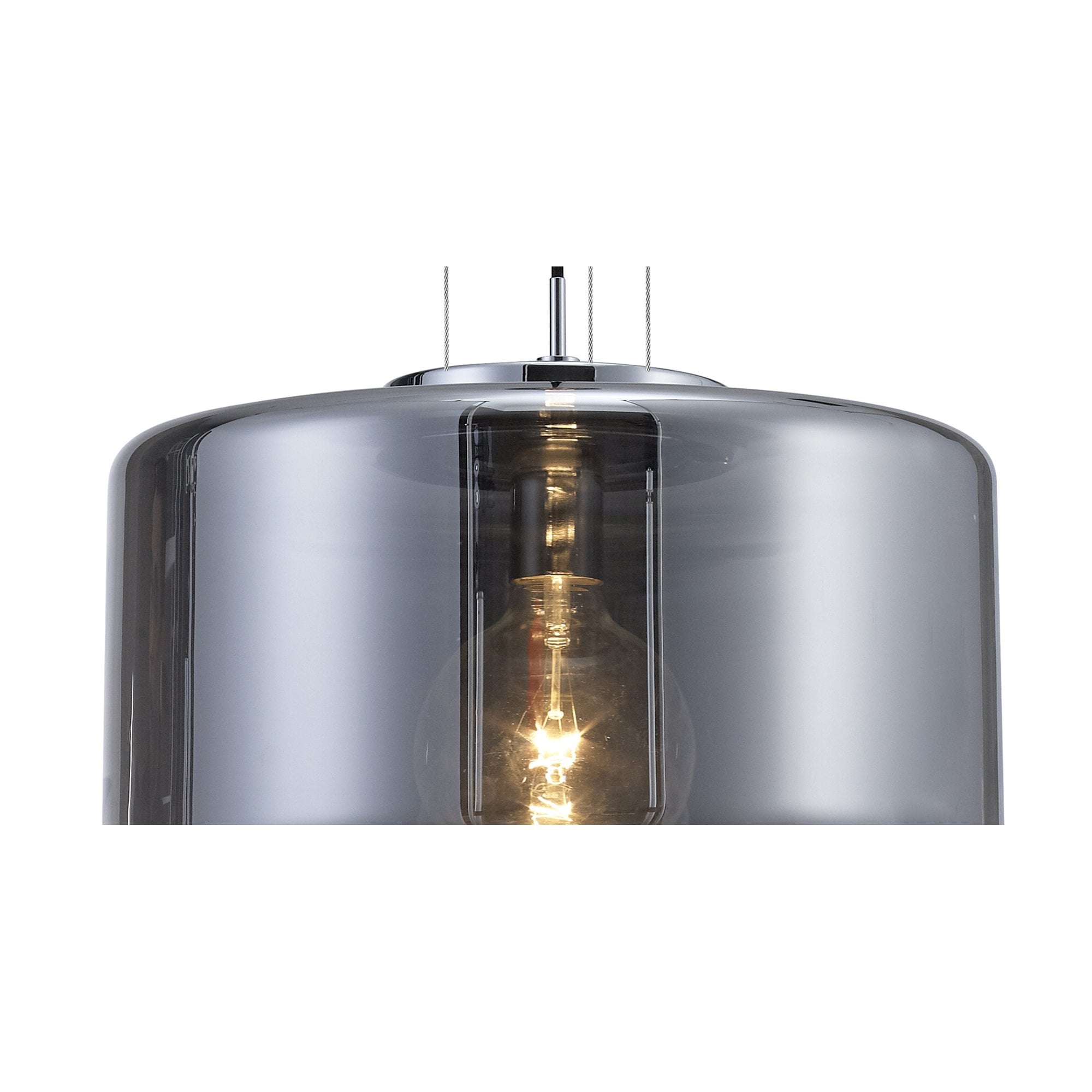M6191 Jarras Pendant 40cm Round 1 Light Chrome / Ash Grey Glass