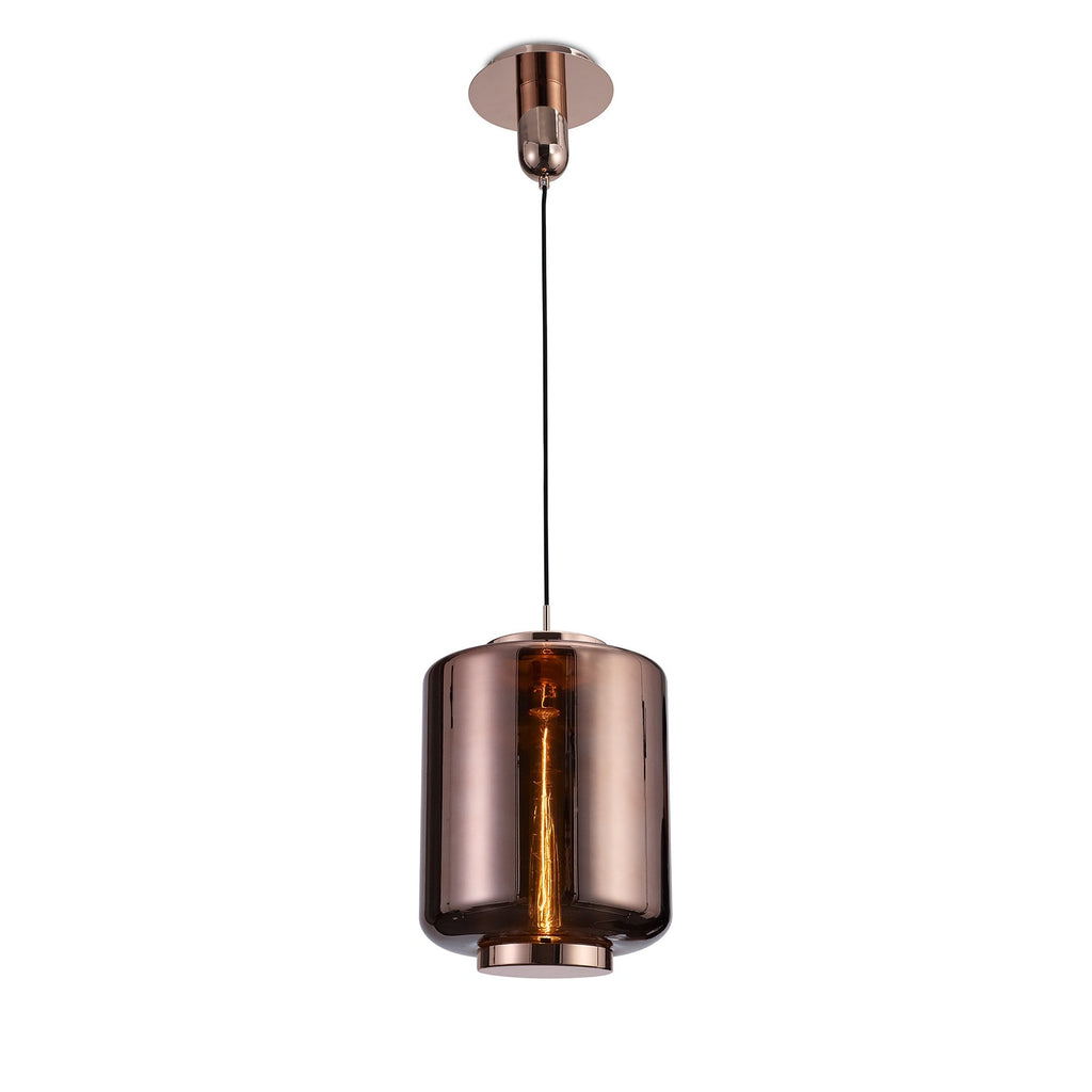 M6193 Jarras Pendant 30cm Round 1 Light Copper / Rose Gold Glass (S)