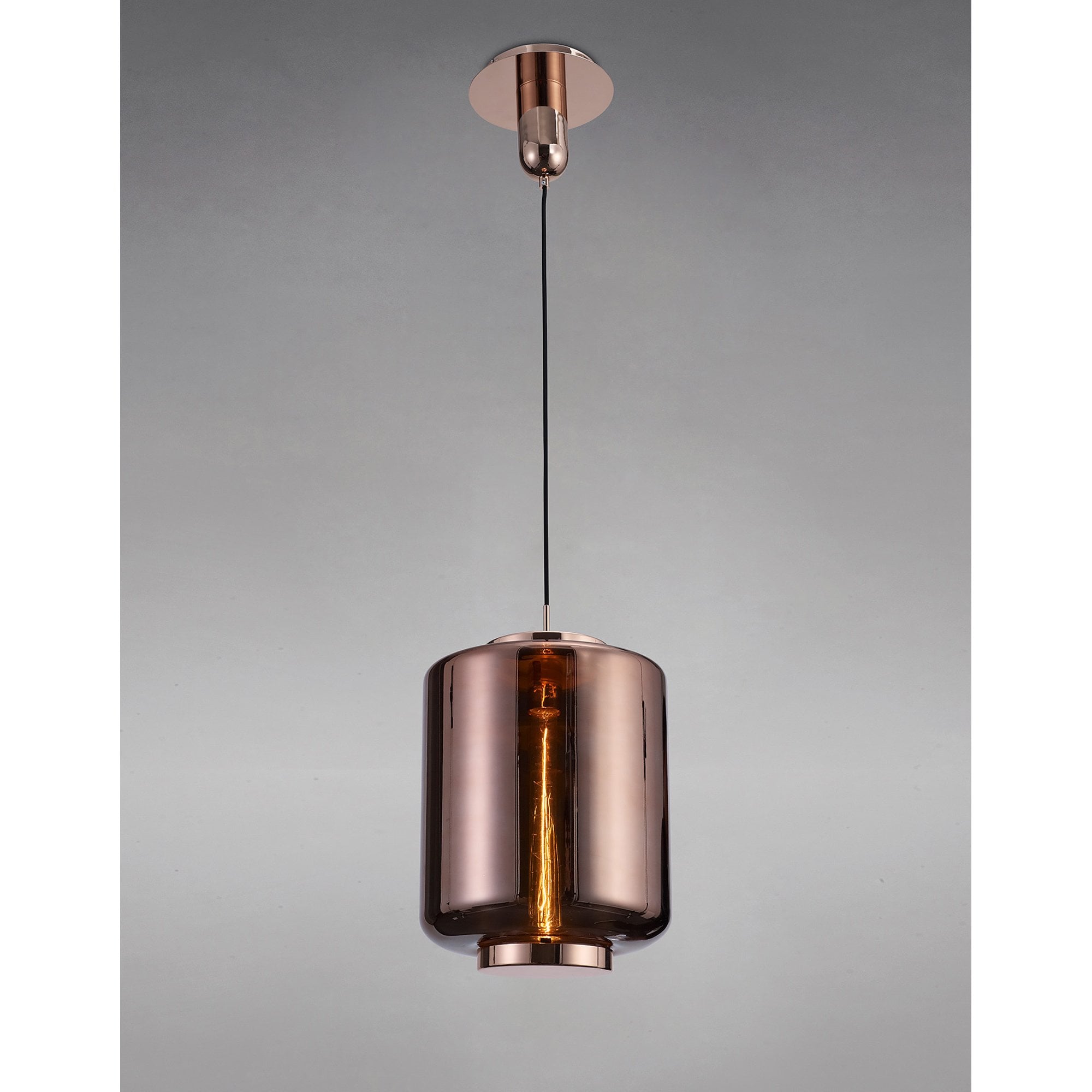 M6193 Jarras Pendant 30cm Round 1 Light Copper / Rose Gold Glass