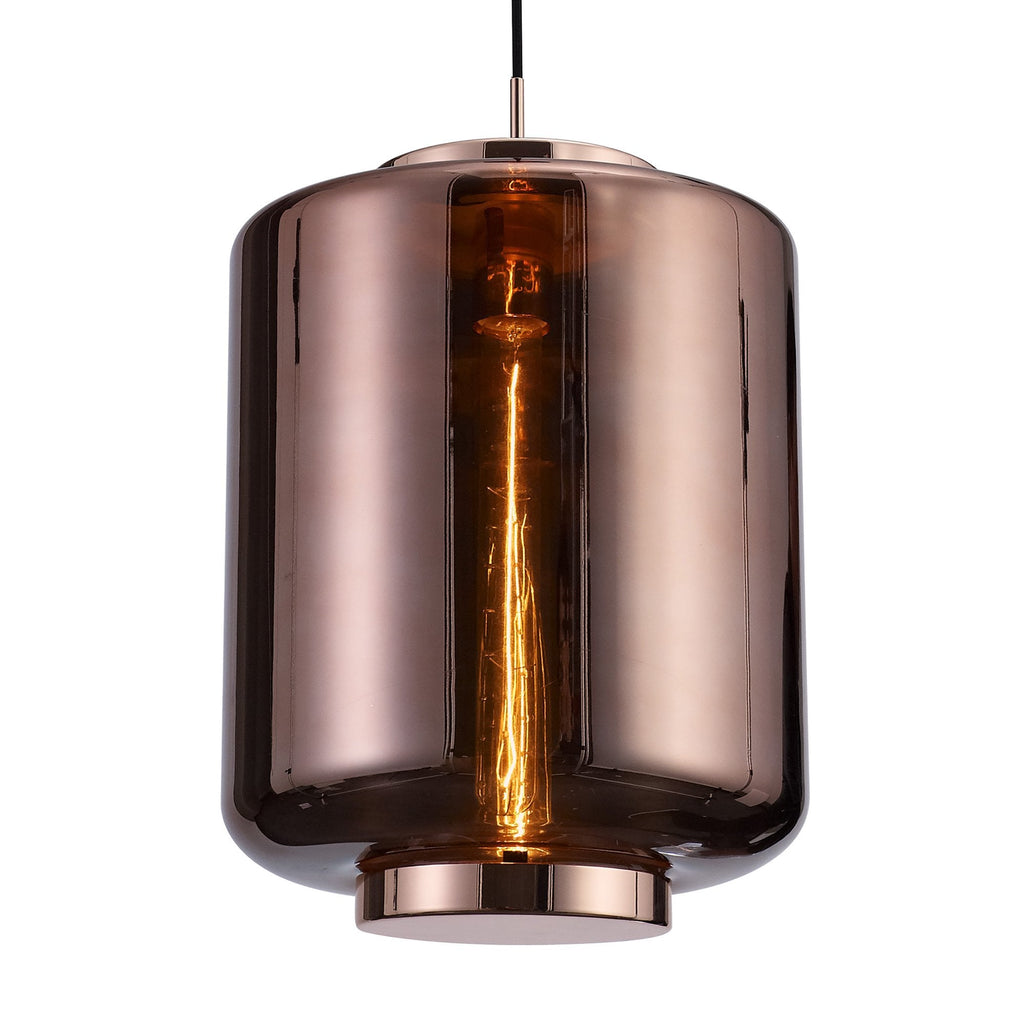 M6193 Jarras Pendant 30cm Round 1 Light Copper / Rose Gold Glass