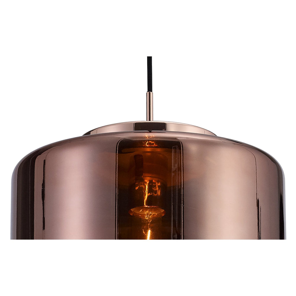 M6193 Jarras Pendant 30cm Round 1 Light Copper / Rose Gold Glass