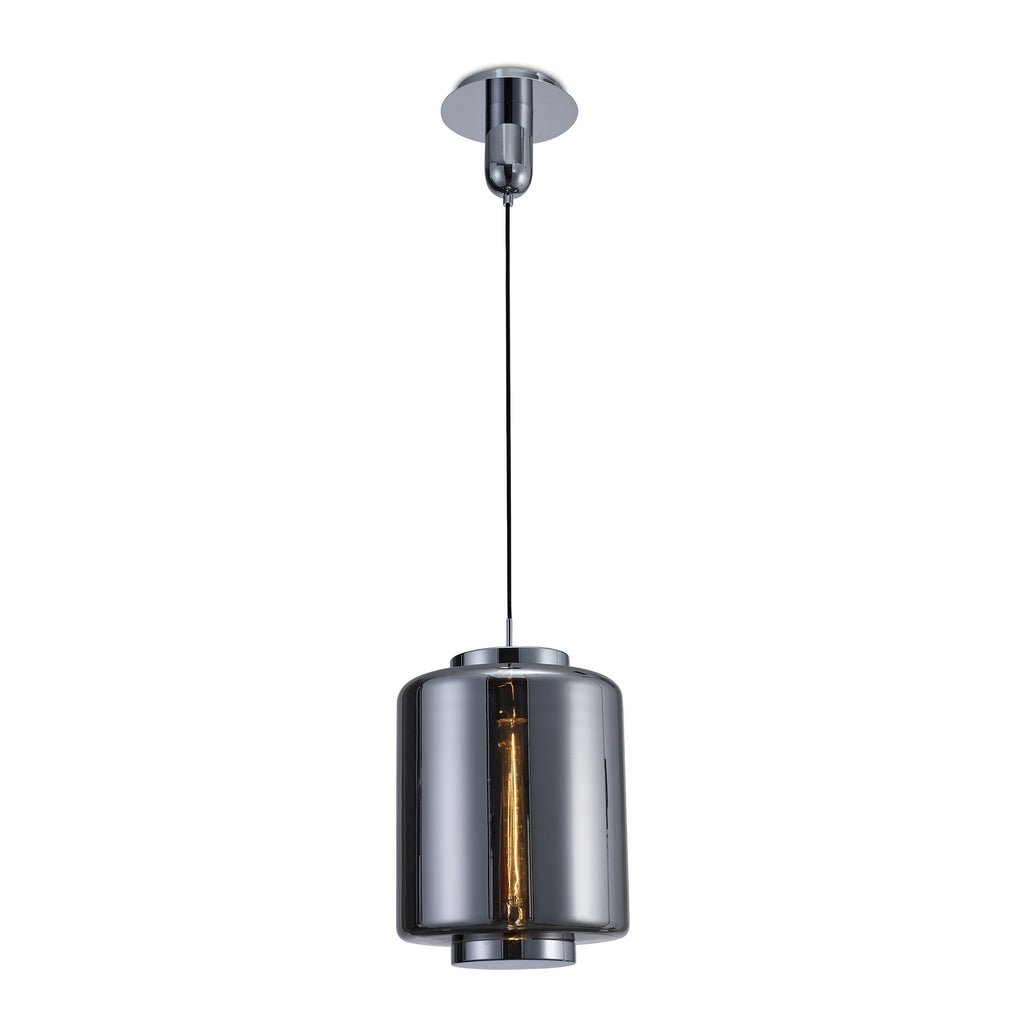 M6194 Jarras Pendant 30cm Round 1 Light Chrome / Ash Grey Glass