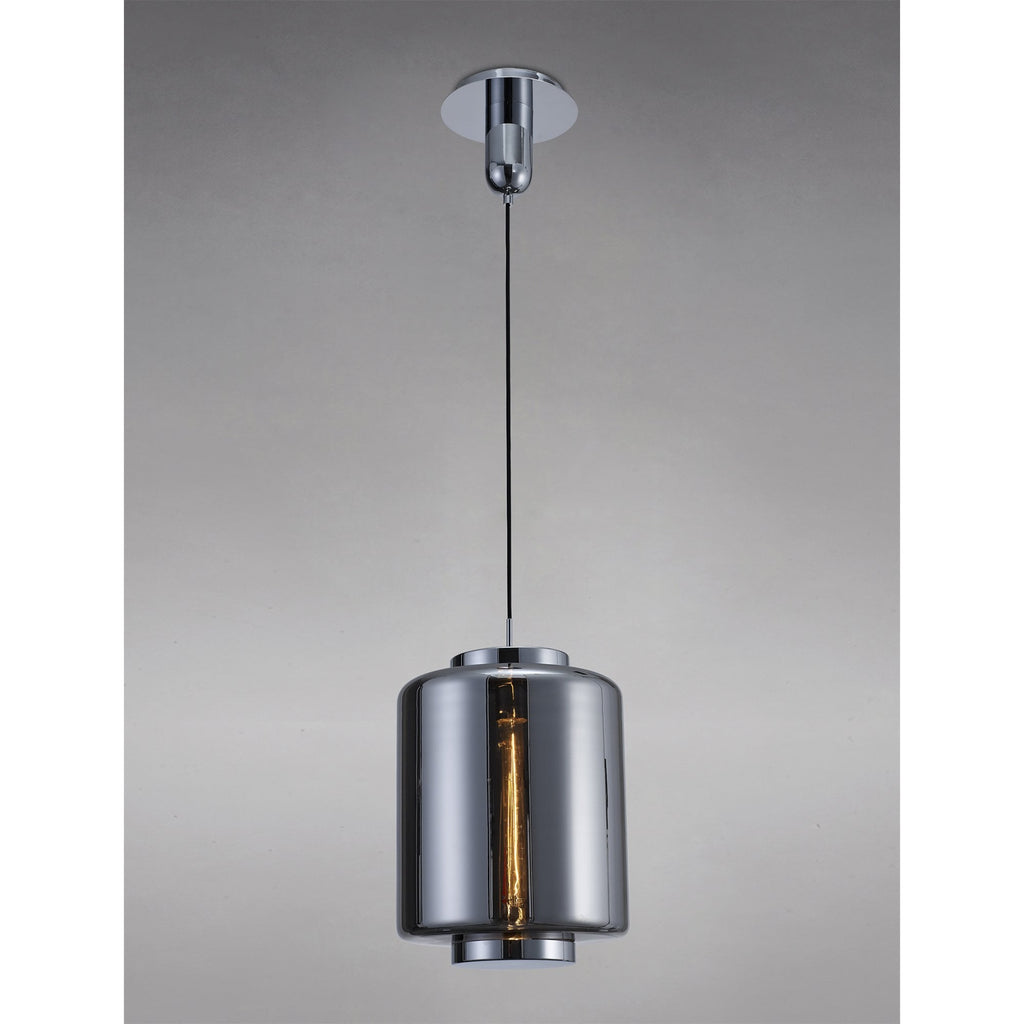 M6194 Jarras Pendant 30cm Round 1 Light Chrome / Ash Grey Glass