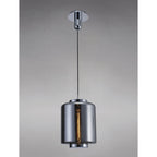 M6194 Jarras Pendant 30cm Round 1 Light Chrome / Ash Grey Glass