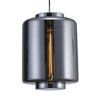 M6194 Jarras Pendant 30cm Round 1 Light Chrome / Ash Grey Glass