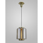 M6195 Jarras Pendant 30cm Round 1 Light Matt Gold / Cognac Glass