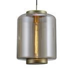 M6195 Jarras Pendant 30cm Round 1 Light Matt Gold / Cognac Glass