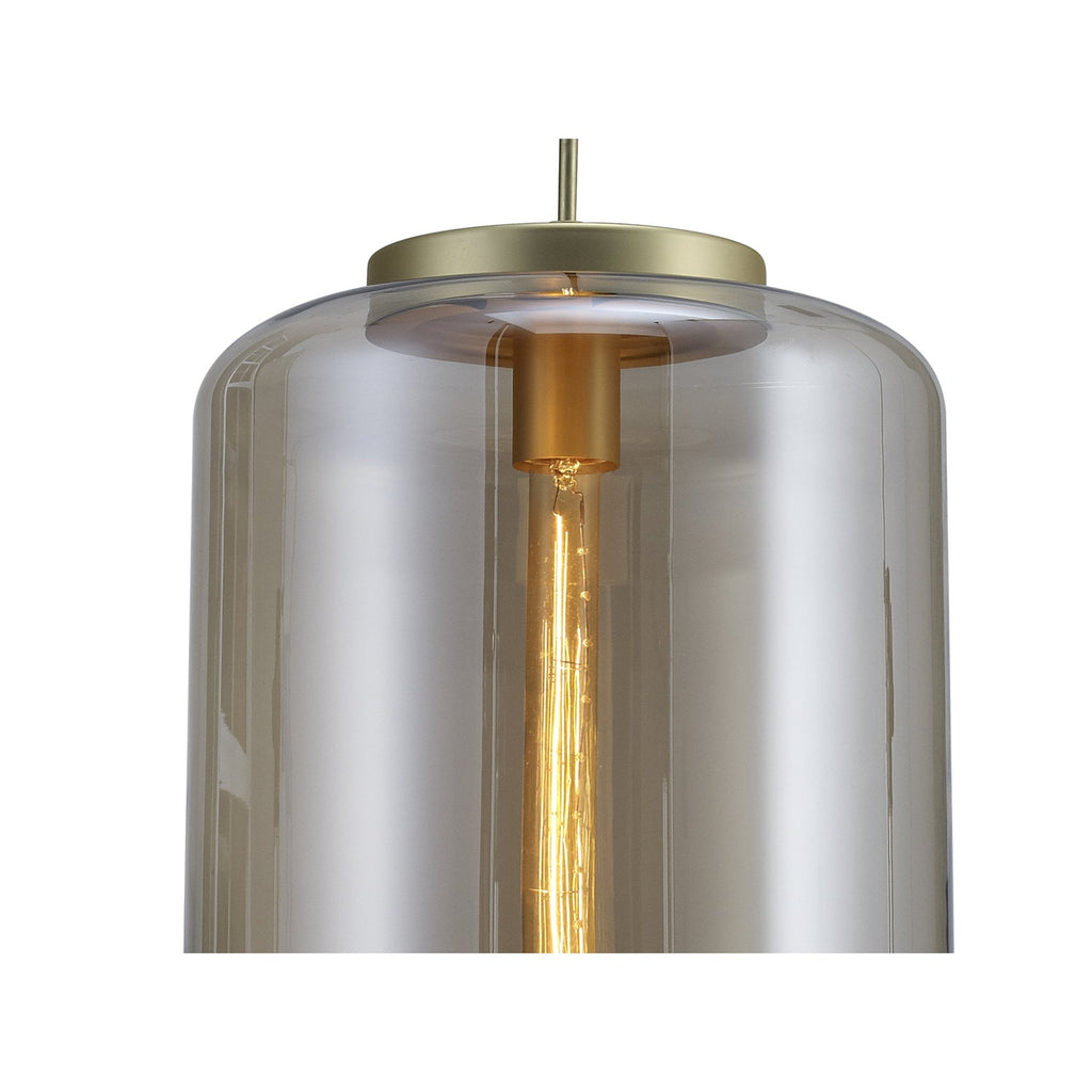 M6195 Jarras Pendant 30cm Round 1 Light Matt Gold / Cognac Glass