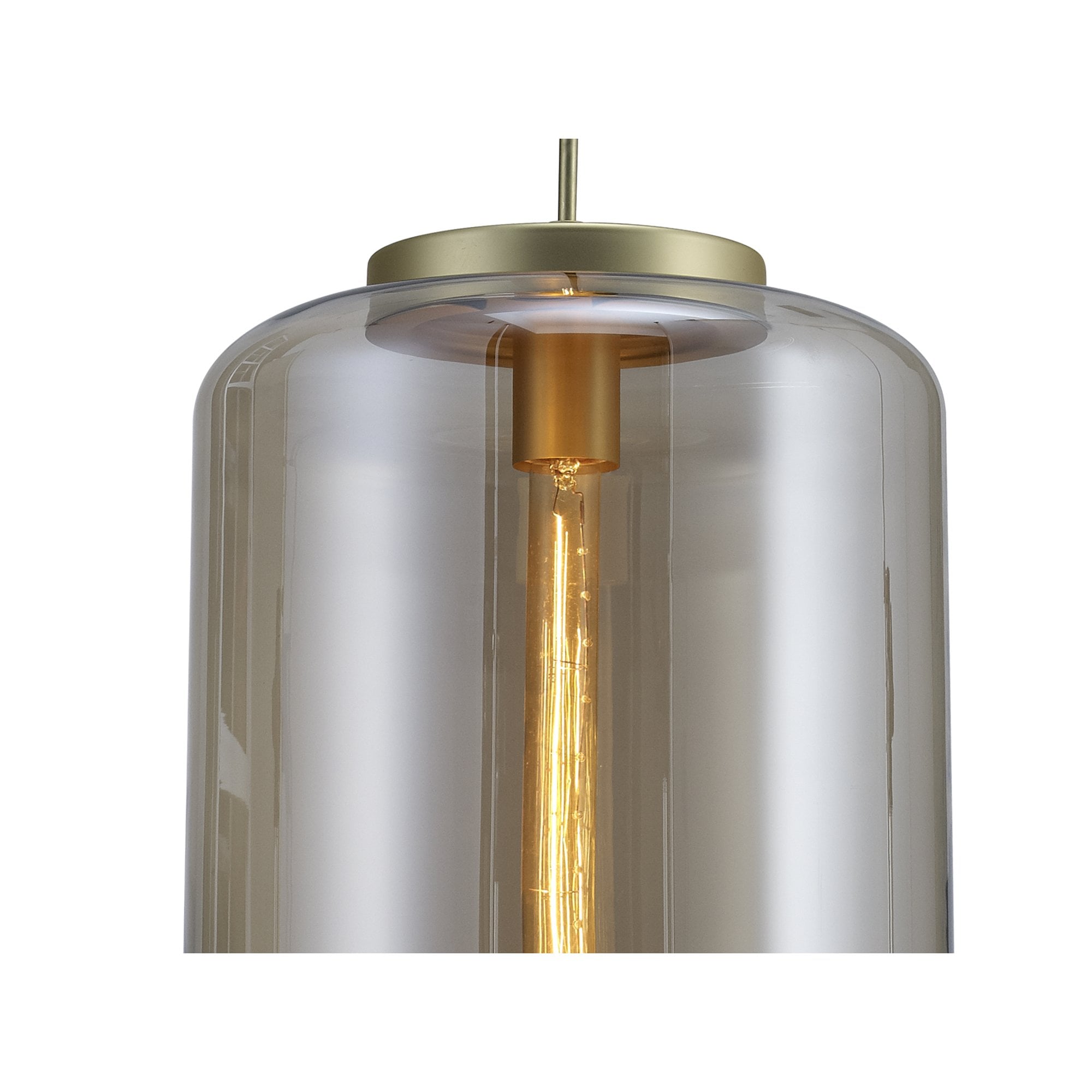 M6195 Jarras Pendant 30cm Round 1 Light Matt Gold / Cognac Glass