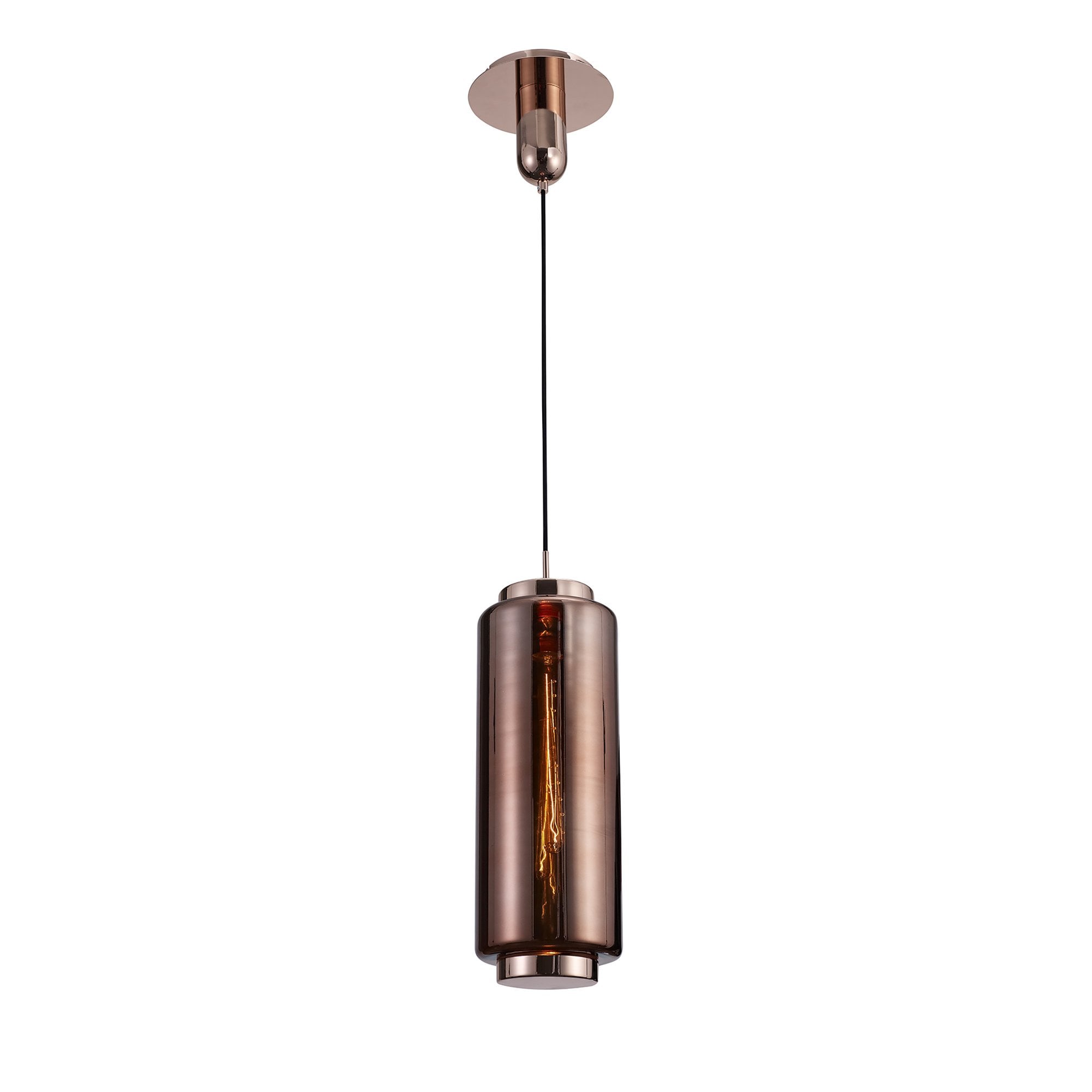 M6196 Jarras Pendant 20cm Round 1 Light Copper/Rose Gold Glass