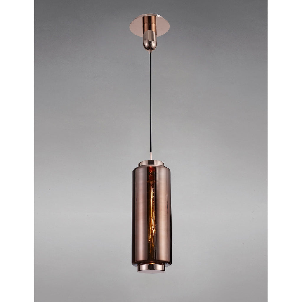 M6196 Jarras Pendant 20cm Round 1 Light Copper/Rose Gold Glass