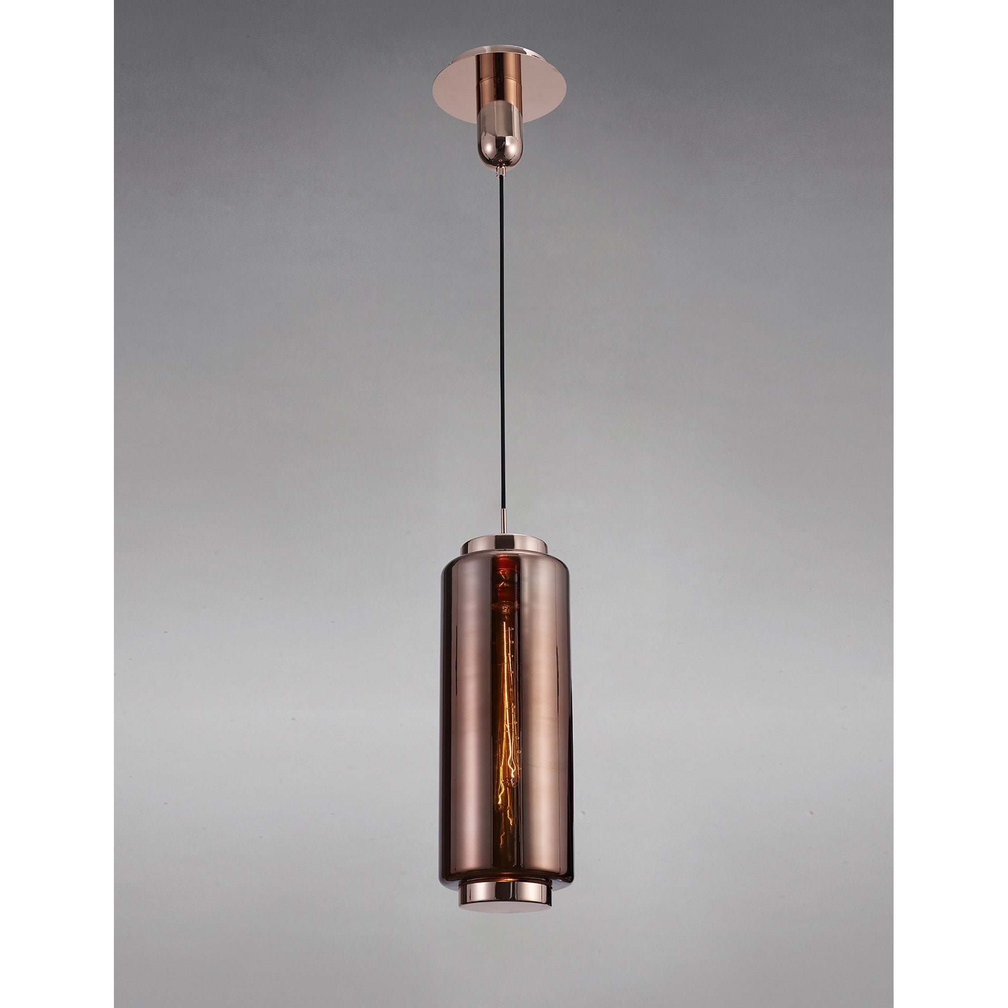 M6196 Jarras Pendant 20cm Round 1 Light Copper/Rose Gold Glass