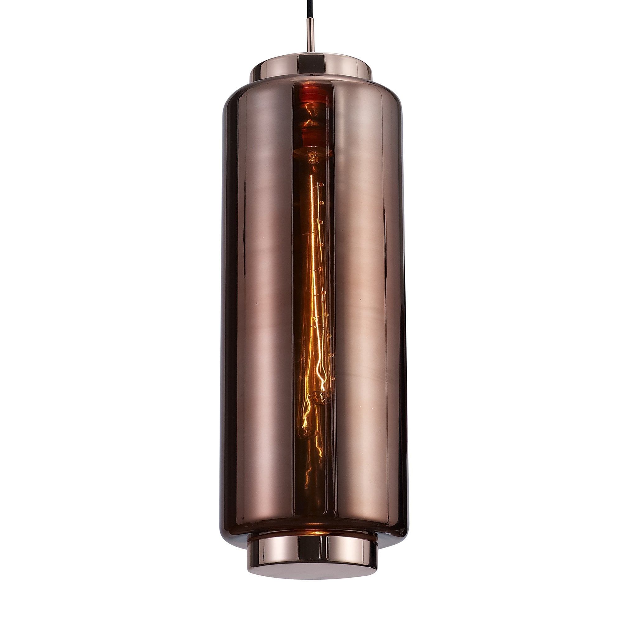 M6196 Jarras Pendant 20cm Round 1 Light Copper/Rose Gold Glass