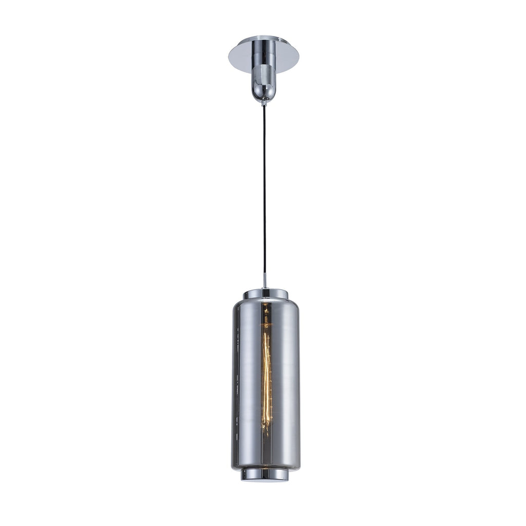 M6197 Jarras Pendant 20cm Round 1 Light Chrome/Ash Grey Glass
