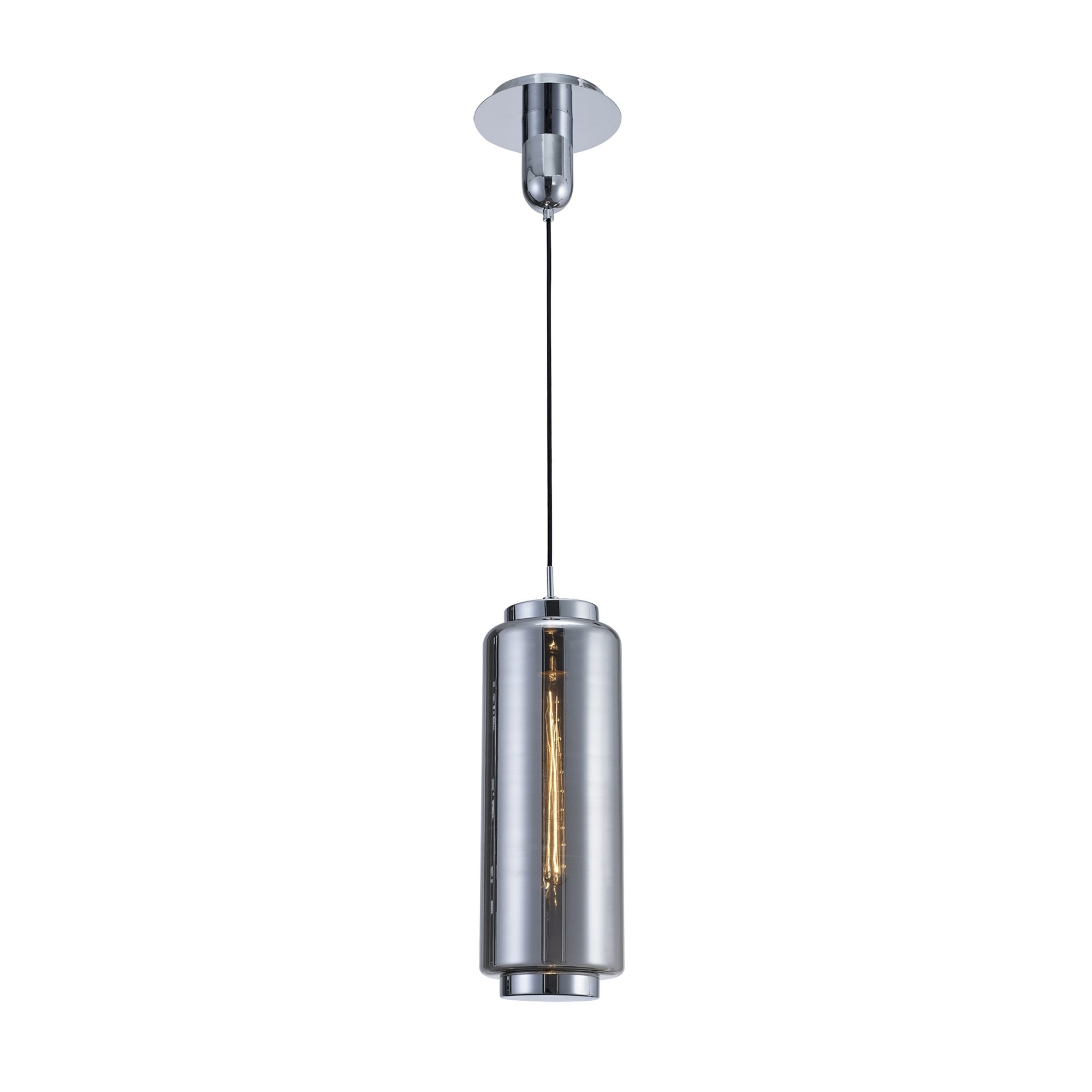 M6197 Jarras Pendant 20cm Round 1 Light Chrome/Ash Grey Glass