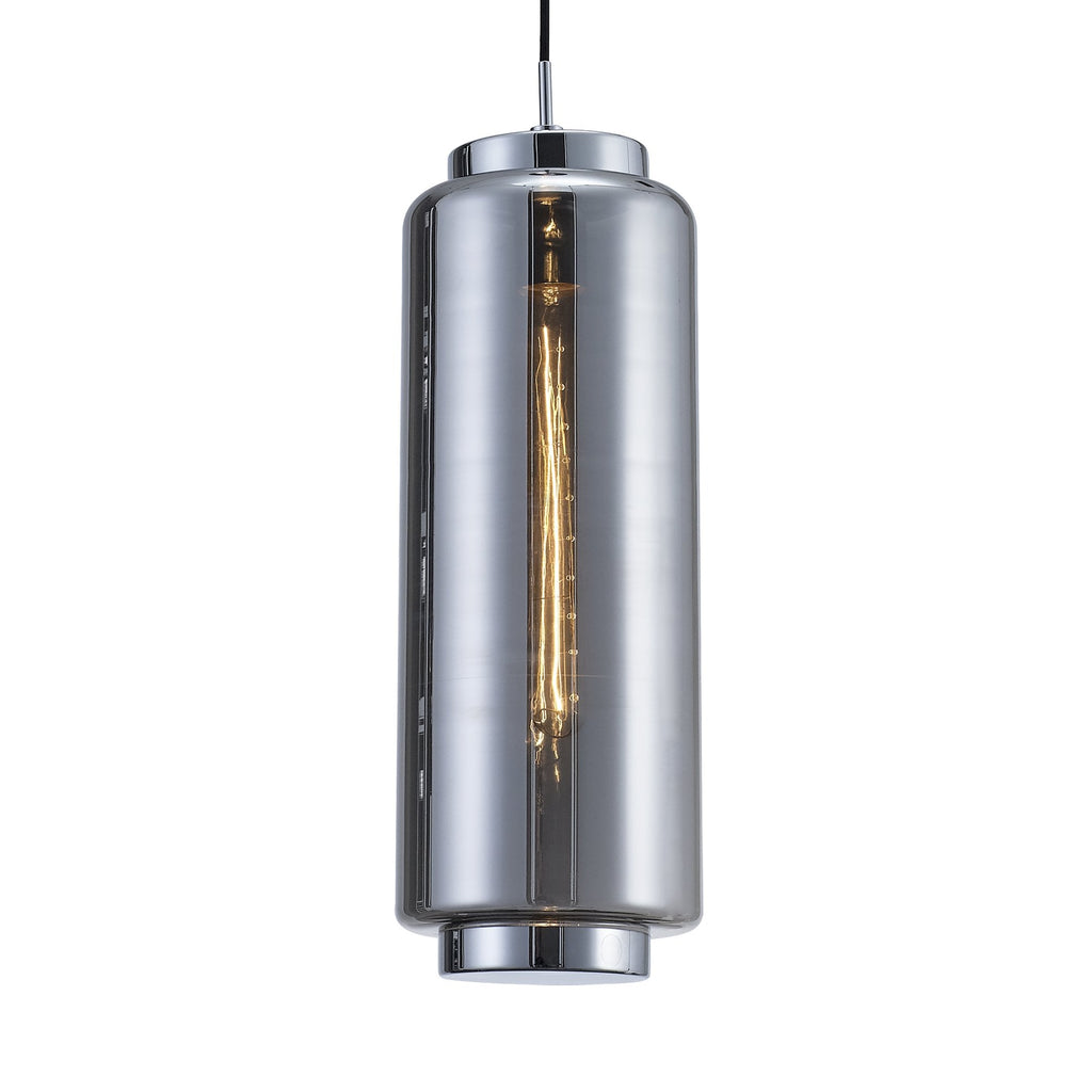 M6197 Jarras Pendant 20cm Round 1 Light Chrome/Ash Grey Glass