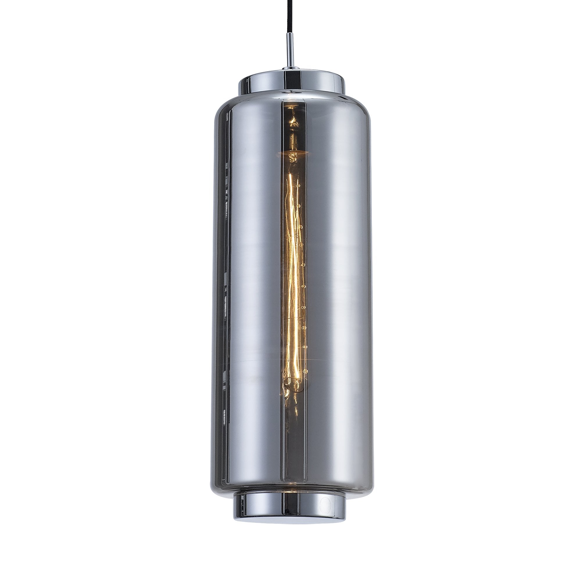M6197 Jarras Pendant 20cm Round 1 Light Chrome/Ash Grey Glass