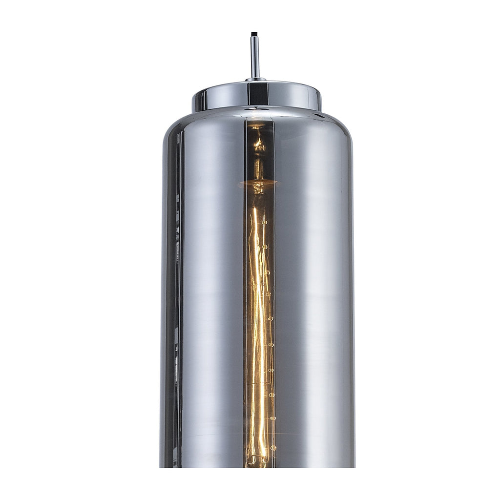 M6197 Jarras Pendant 20cm Round 1 Light Chrome/Ash Grey Glass