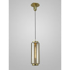 M6198 Jarras Pendant 20cm Round 1 Light Matt Gold/Cognac Glass