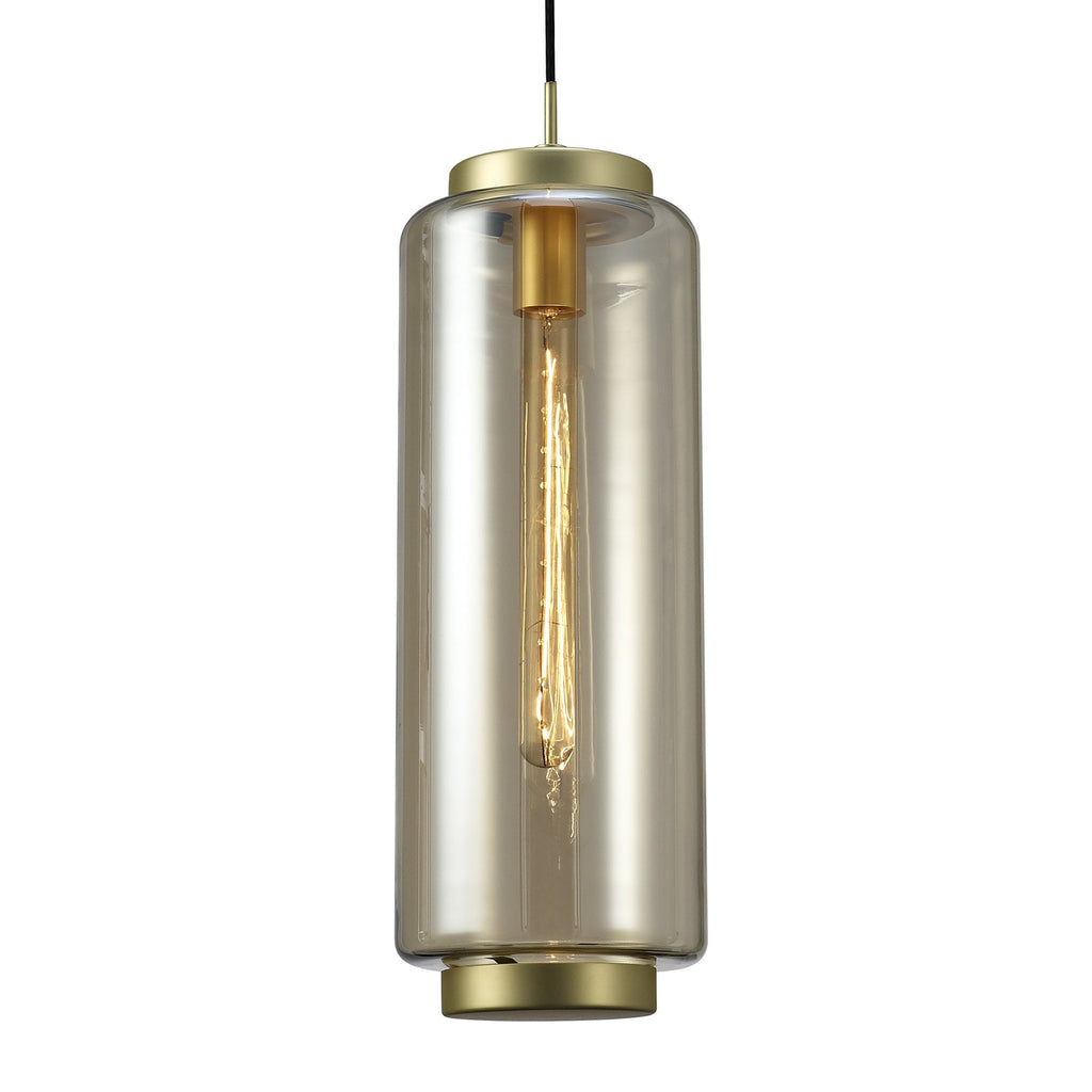 M6198 Jarras Pendant 20cm Round 1 Light Matt Gold/Cognac Glass