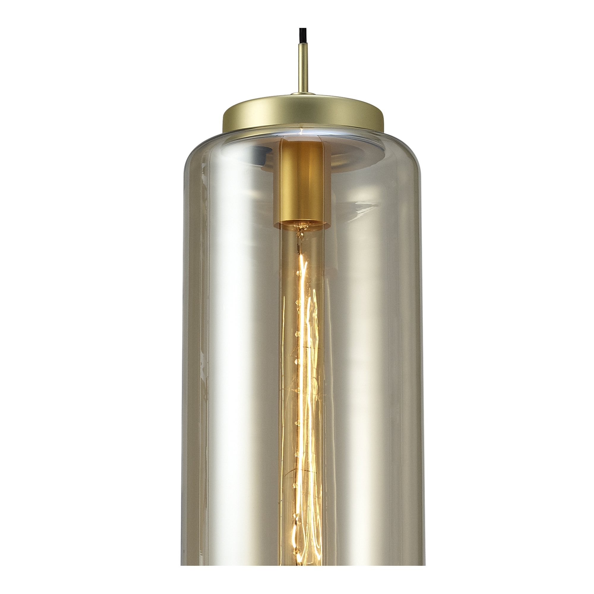 M6198 Jarras Pendant 20cm Round 1 Light Matt Gold/Cognac Glass