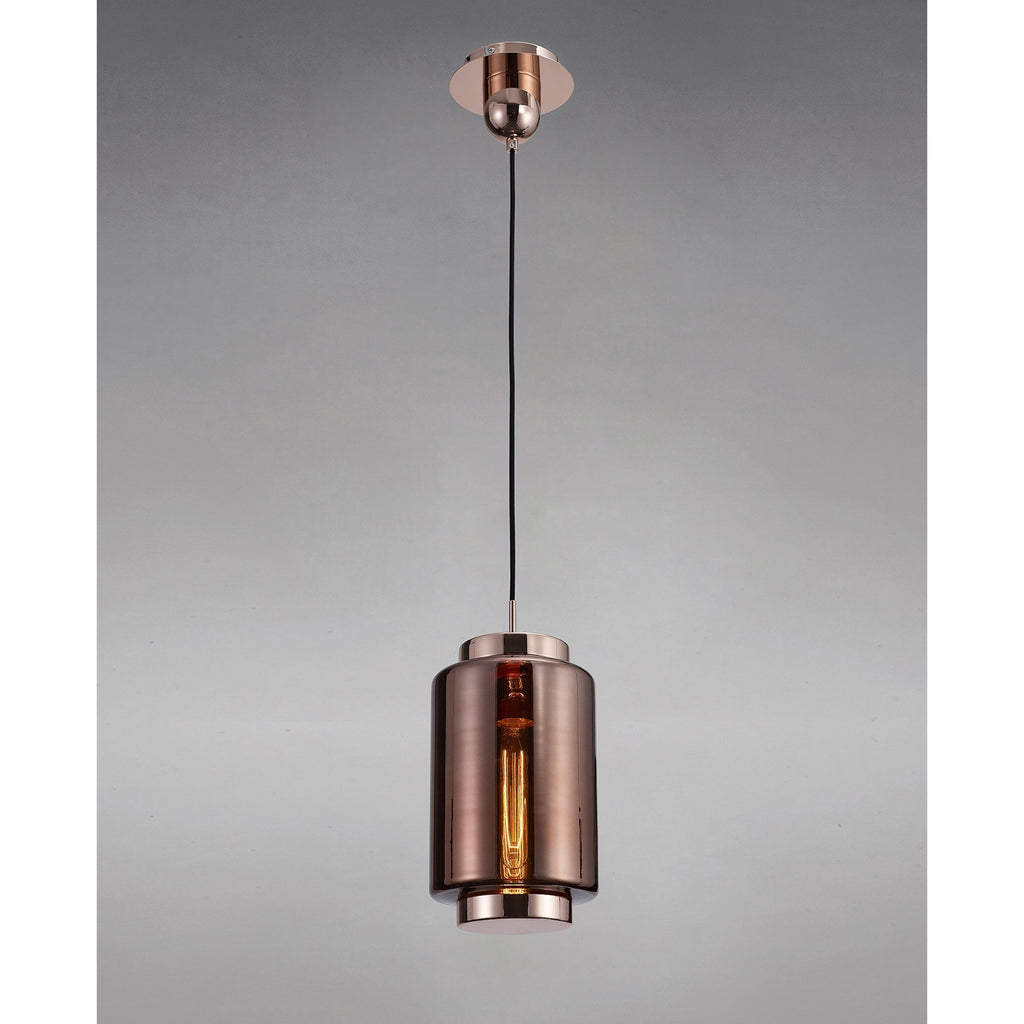 M6199 Jarras Pendant 20cm Round 1 Light Copper/Rose Gold Glass