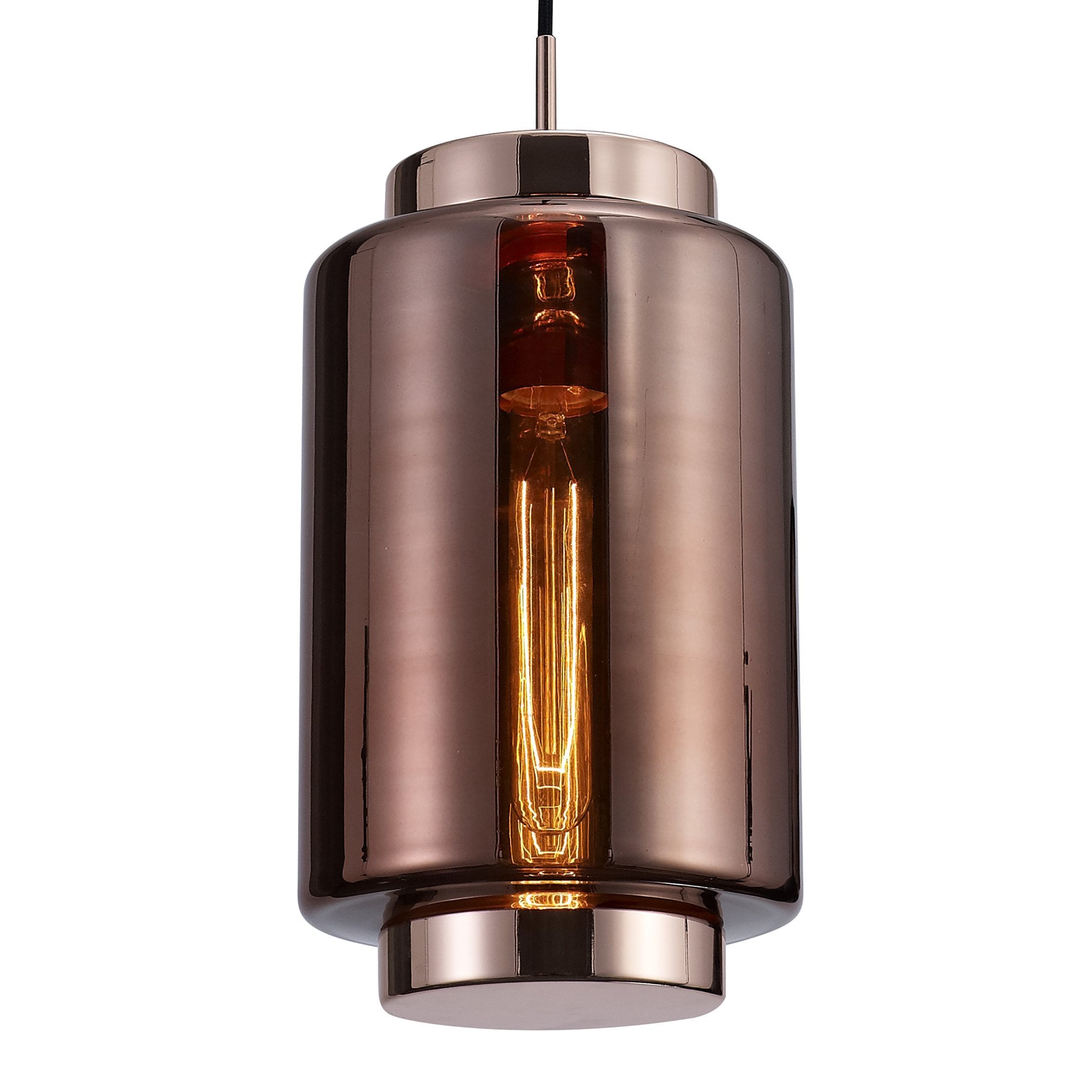 M6199 Jarras Pendant 20cm Round 1 Light Copper/Rose Gold Glass