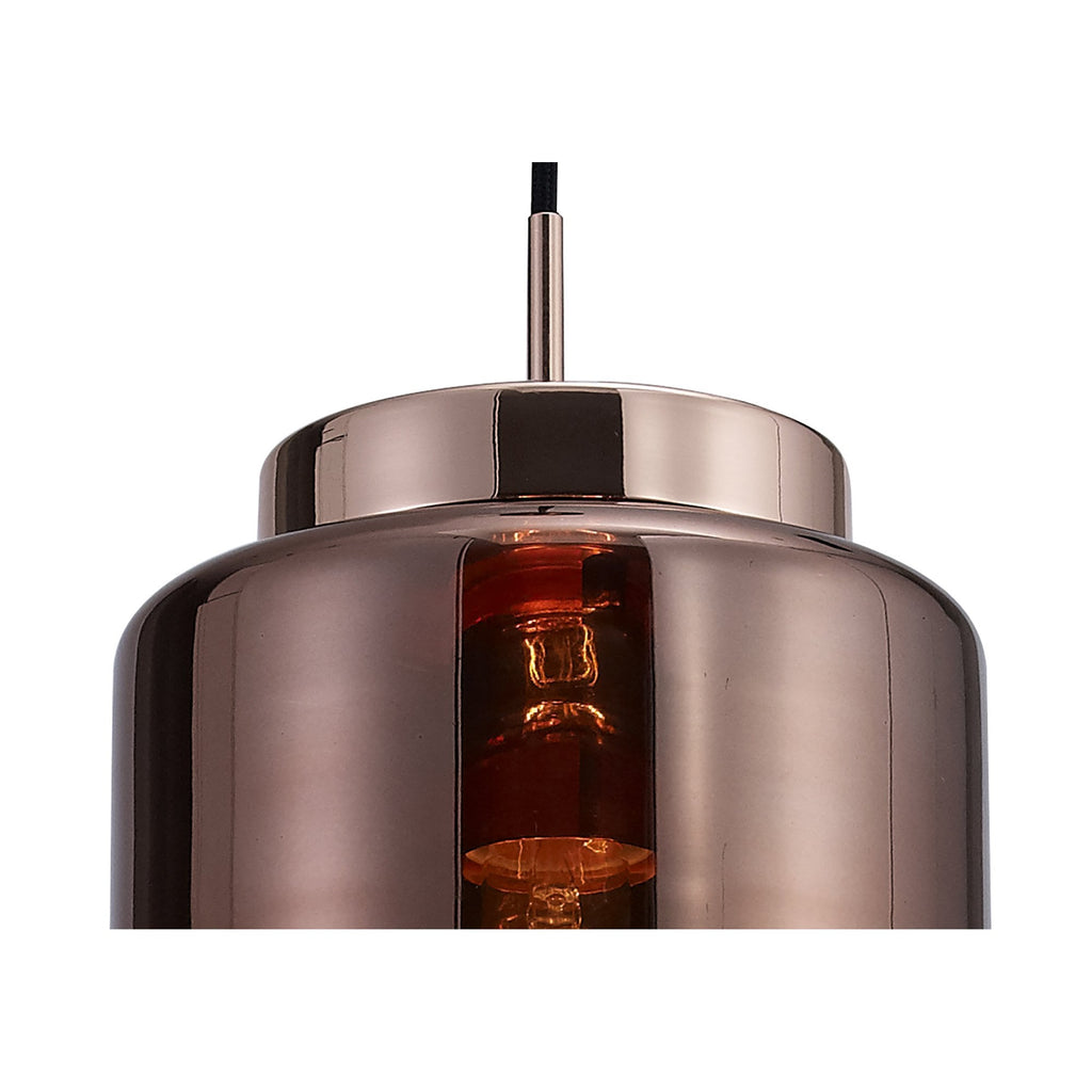 M6199 Jarras Pendant 20cm Round 1 Light Copper/Rose Gold Glass