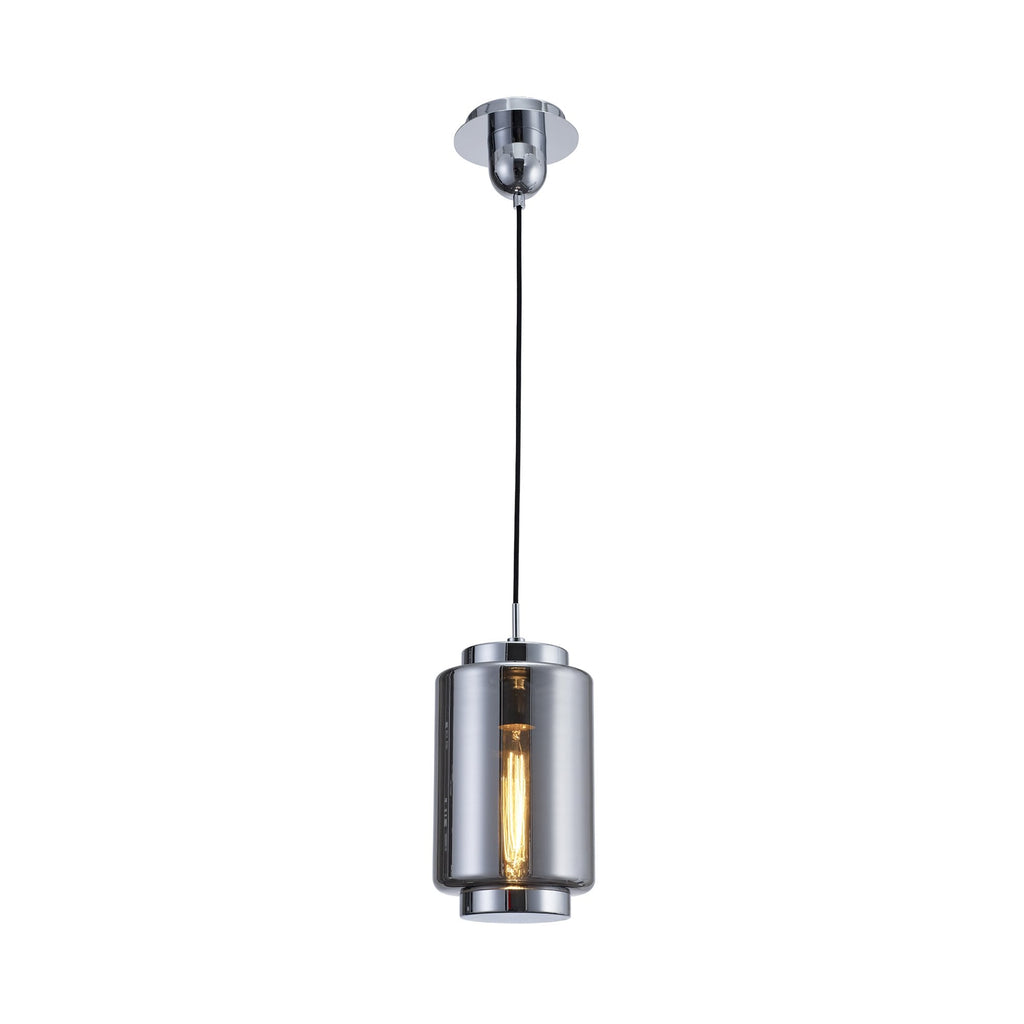 M6200 Jarras Pendant 20cm Round 1 Light Chrome/Ash Grey Glass