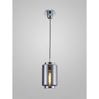 M6200 Jarras Pendant 20cm Round 1 Light Chrome/Ash Grey Glass