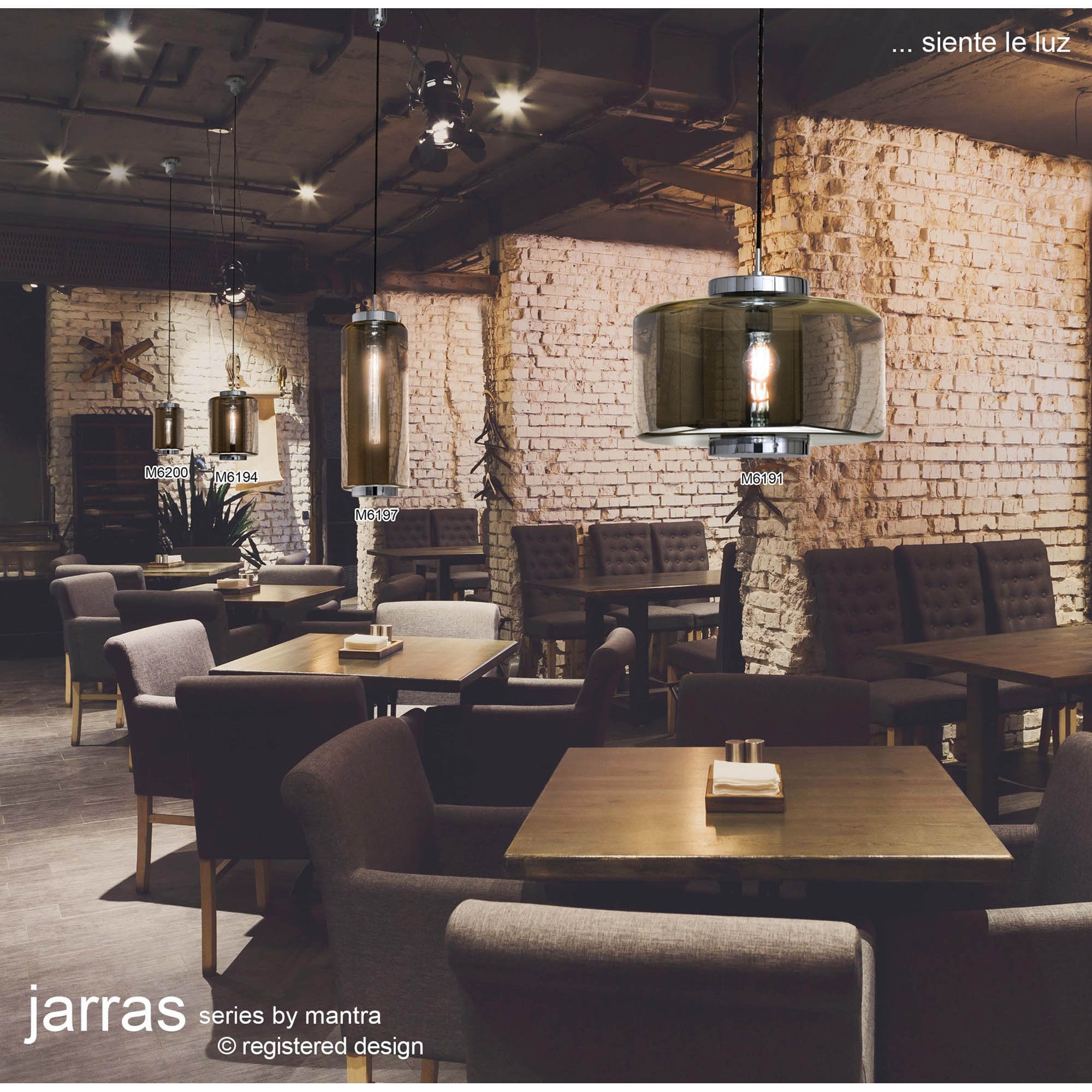M6200 Jarras Pendant 20cm Round 1 Light Chrome/Ash Grey Glass