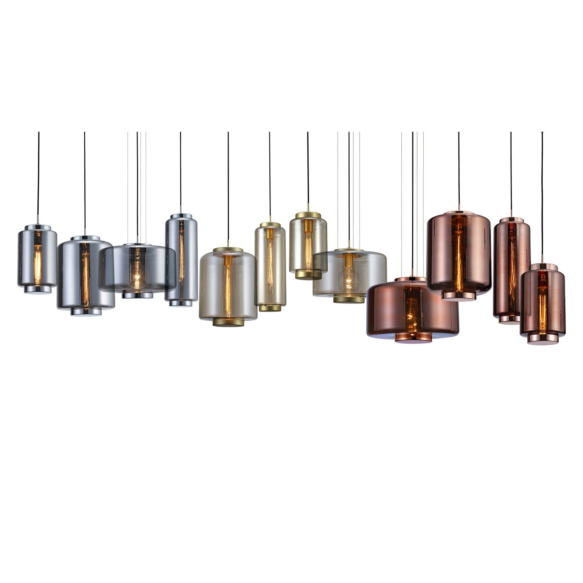 M6200 Jarras Pendant 20cm Round 1 Light Chrome/Ash Grey Glass