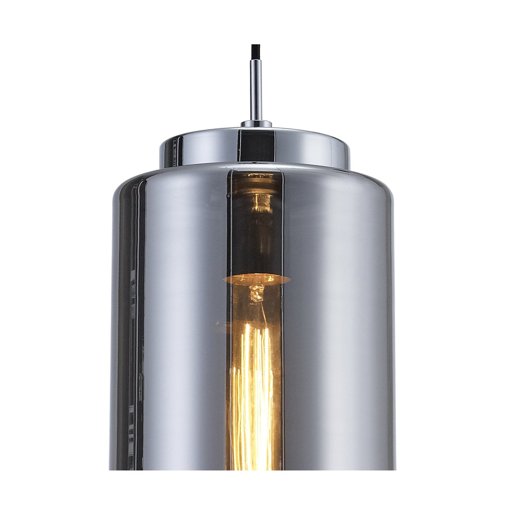 M6200 Jarras Pendant 20cm Round 1 Light Chrome/Ash Grey Glass