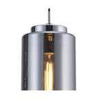 M6200 Jarras Pendant 20cm Round 1 Light Chrome/Ash Grey Glass