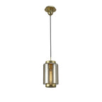 M6201 Jarras Pendant 20cm Round 1 Light Matt Gold/Cognac Glass